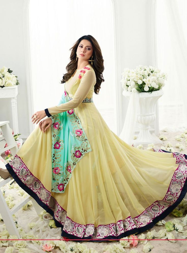 Nude Panel Anarkali And Shaded Dupatta Available Only