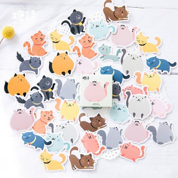 Cute Cat Paper Sticker Kawaii Decoration DIY Diary Scrapbooking Label Sticker CA