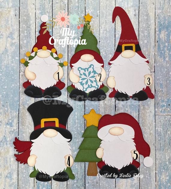 Love Christmas Gnome Die Cuts Embellishments Pre-Made Scrapbooking