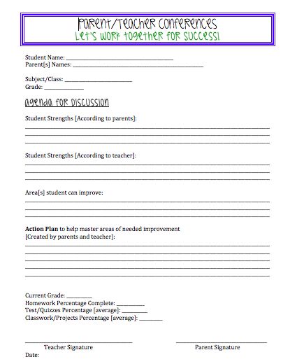 parent conference template