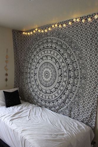 Hippie Elephant Mandala Tapestry Indian Black White Queen Wall Hippie Elephant Mandala Tapestry Indian Black Amp White