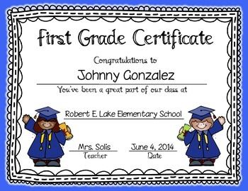 preschool graduation certificate editable
