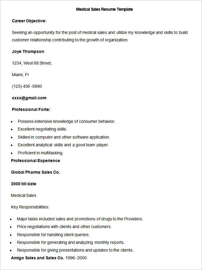 Sample Medical Sales Resume Template , Write Your Resume Much Easier with Sales Resume Examples , Sales resume examples are usually easy to find with various formats and writing methods. Sales resume itself covers wide ranges of sales such as insur... Check more at http://templatedocs.net/write-your-resume-much-easier-with-sales-resume-examples