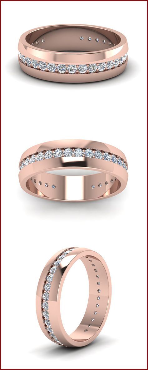 Mens Diamond Wedding Ring in Solid Rose Gold