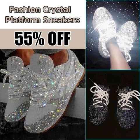 Women Glitter Rhinestone Shiny Crystal Platform Comfy Women Glitter Rhinestone Shiny Crystal Platform Comfy