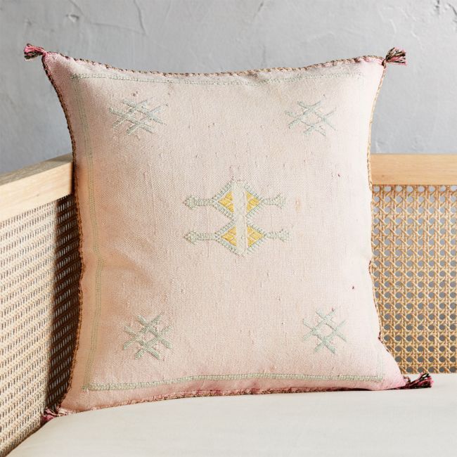 20 Cactus Silk Pink Pillow with Down 16x22 Moroccan cactus silk sabra pillow