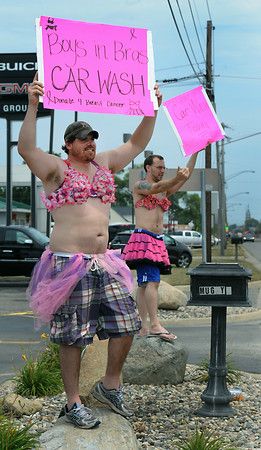 Host a Bros in Bras Car Wash. Real men wear PINK -so doing this for Breast Cance...