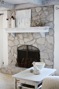 Best 25+ Painted stone fireplace ideas on Pinterest | Painted rock fireplaces White washed fireplace and Stone fireplace makeover
