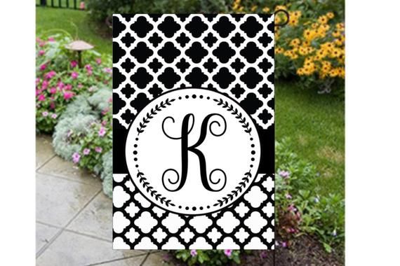 Initial Garden Flags Personalized Spring Yard Monogram Flag Burlap Initial Garden Flags Personalized, Initial Garden Flags