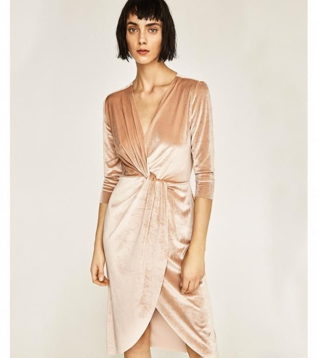 robe velours zara in 2020 | Velvet wrap dress, Crossover robe en velour croise zara