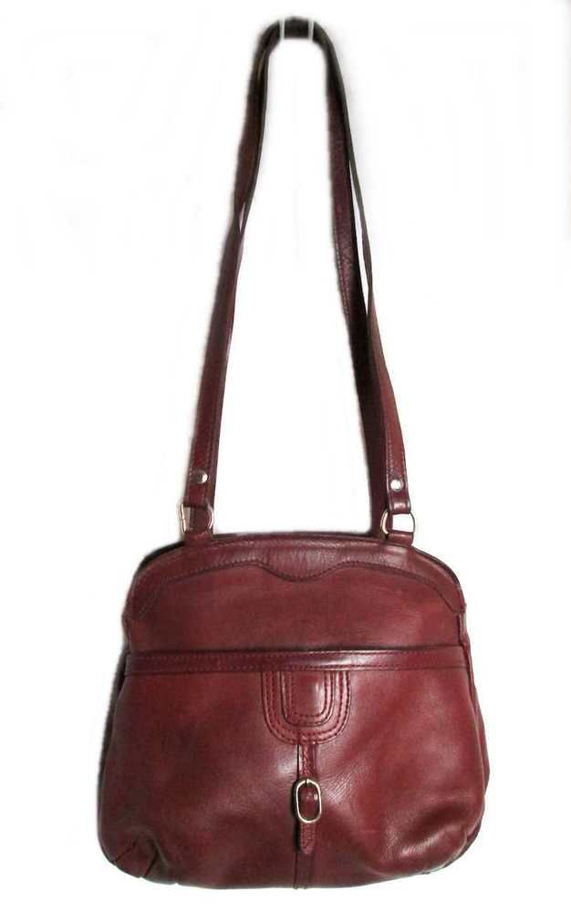 Vintage Genuine Redwood Brown Cowhide Leather Metal Zipper retro shoulder bag eBay
