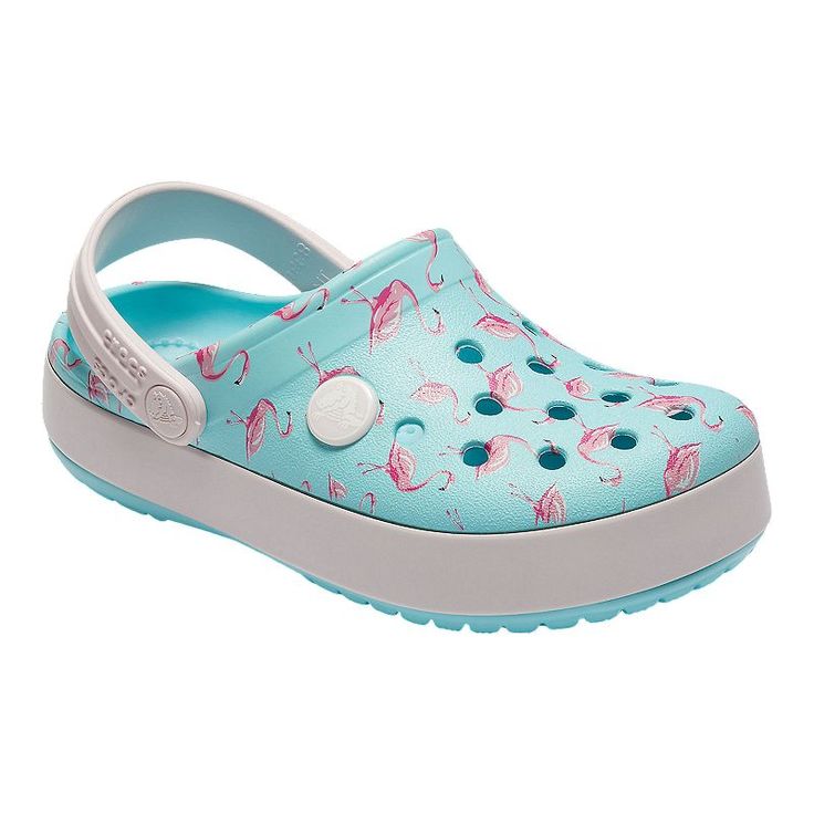 Crocs Crocband MultiGraphic K Clogs In Light Blue with Flamingos New Season