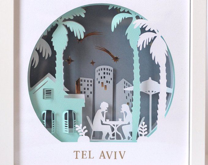 Jerusalem Art Modern Judaica Layered Paper Art Papercraft Etsy Origami Artesanato Ideias