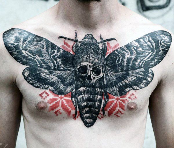 Small Cartoon Style Chest Tattoo Of Little Butterfly Butterfly Tattoo Tattoos For Guys Moth Tattoo