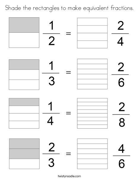 equivalent fractions coloring worksheet shade the rectangles to make