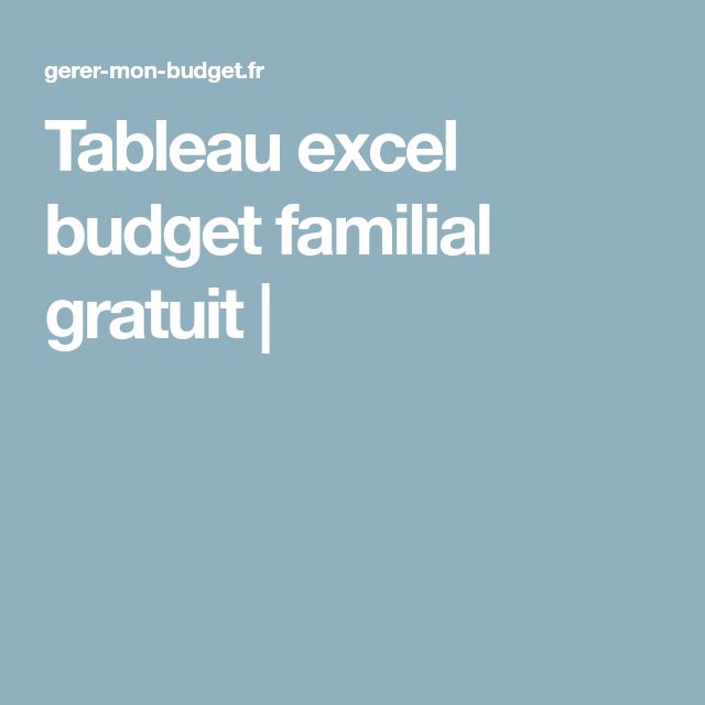 budget familial excel