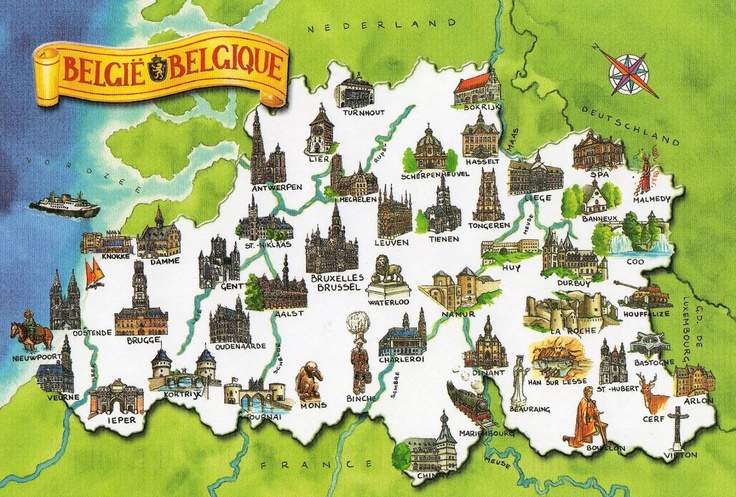 illustrated map of belgium