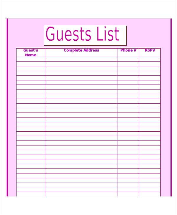 Visitor Listing Template template Checklist template, Marriage photo regarding Wedding Guest List Printable identify Visitor Checklist Template template Listing template, Marriage ceremony