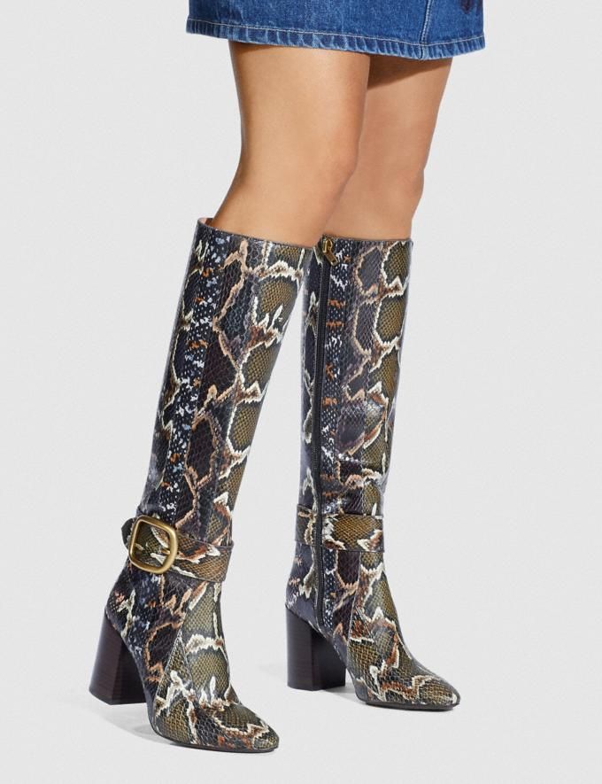 Evelyn Boot In Snakeskin COACH Comfortable block heels Boots