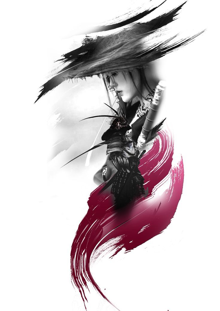 Samurai japonese Mädchen Tattoo-Design