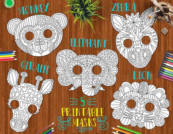 Safari Animals Printable DIY Masks cute lion giraffe | Etsy in 2021