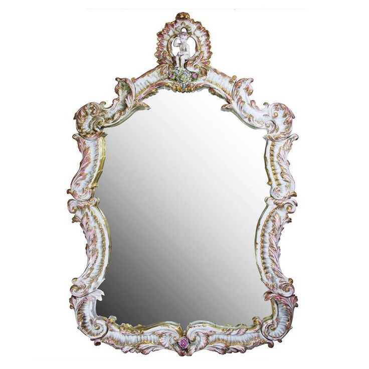 Italian Capodimonte Porcelain Mirror From A Unique Collection Of Antique And Modern Wall Mirrors At S Vintage Italian Capodimonte Porcelain Mirror, Italian Decorative Wall Mirrors