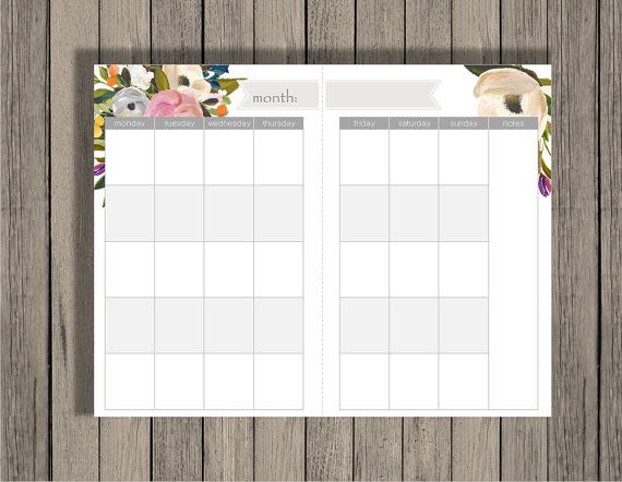 Monthly Calendar Printable, a5 size, monthly calendar across 2 half Monthly Calendar Printable, a5 size, monthly calendar across 2 half