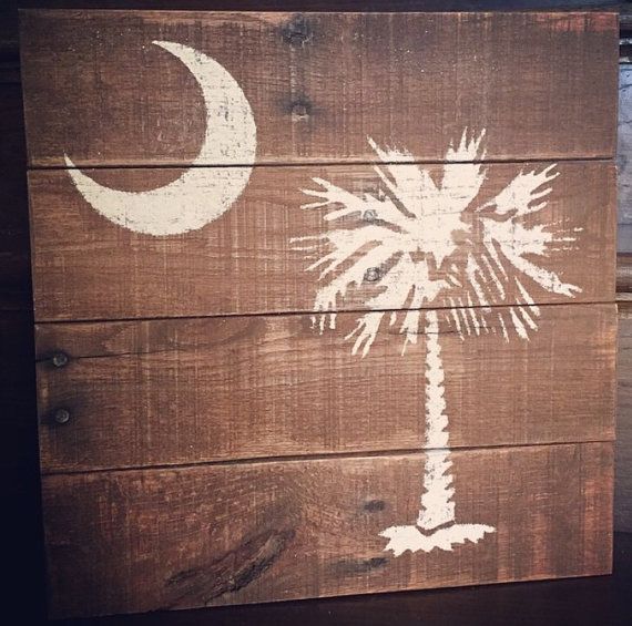 SC Logo SC Wood Sign South Carolina Wood Pallet Sign Wood Sign Palm Tree South Carolina State Outline Rustic Moon Palmetto