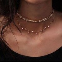 Great Compra Rose Gold Square Simple Necklace Long Layered Sexy Necklace en Wish- Comp…