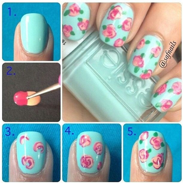 39 Best Ausprobieren Images On Pinterest Nail Scissors Art Another Cute Variation To The Previous Rose Nail Tutorial