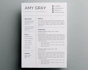 Resume Template Instant Download | CV template + Cover Letter | DIY Printable | Professional and Creative Resume Design |