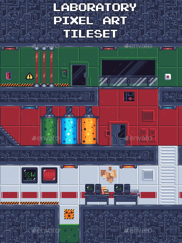 Laboratory Pixel Art Tileset Pixel Art Pixel Art Design Pixel