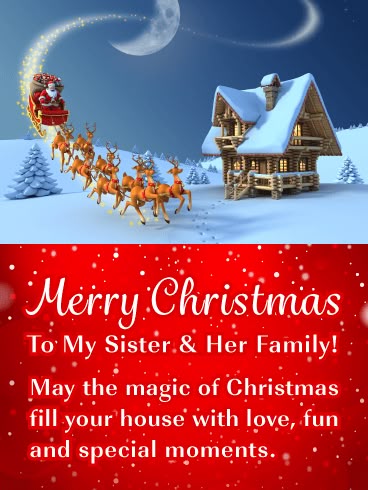 Merry Christmas Wishes for Sister & Her Family - Birthday Wishes and