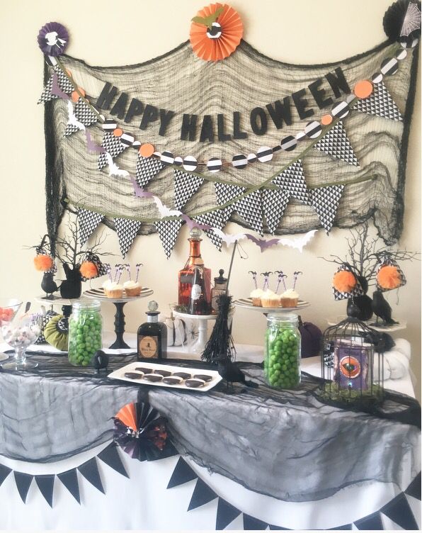 halloween party table ideas halloween candy table cheese cloth ideashalloween candy table