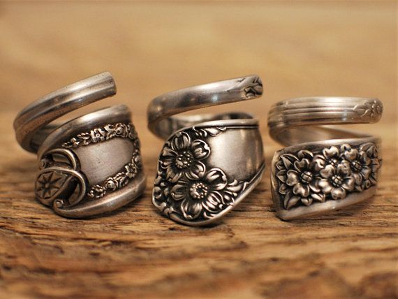 Silver Spoon Ring, Fancy Spoon Ring, Vintage Spoon Ring, Floral 