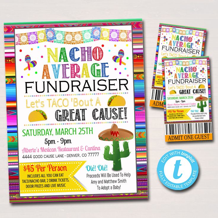 editable taco nacho bar fundraiser flyer ticket set pto fundraiser flier