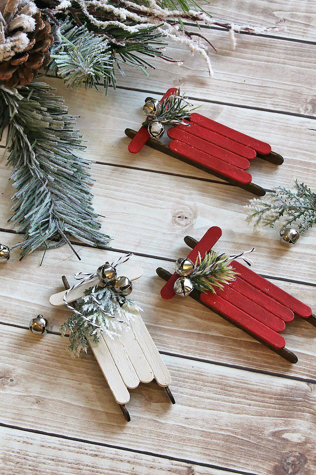 713 Best Handmade Christmas Ornaments Images On Pinterest Xmas Handmade Christmas Ornaments Popsicle Stick Sleds