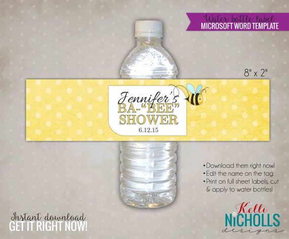 23 Best Diy Water Bottle Label Stickers Images On Pinterest Ble Bee Baby Shower Water Bottle Label Digital Template Mommy To New Ba
