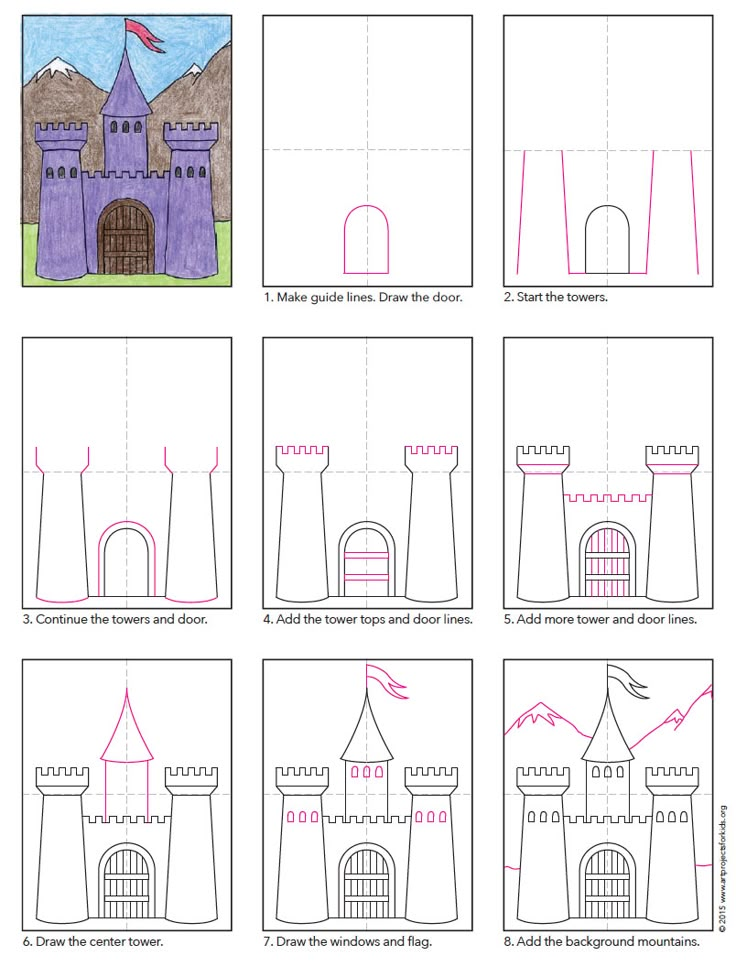 How to Draw a CASTLE! Easy Drawings for Kids 