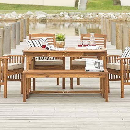Com Walker Edison Rendezvous Modern 6 Piece Solid Acacia Wood Outdoor Dining Set Of Dark Brown Patio - Walker Edison 6 Piece Patio Set Com Walker Edison Rendezvous Modern 6 Piece Solid Acacia Wood Outdoor Dining Set Of Dark Brown Patio - Walker Edison 6 Piece Patio Set