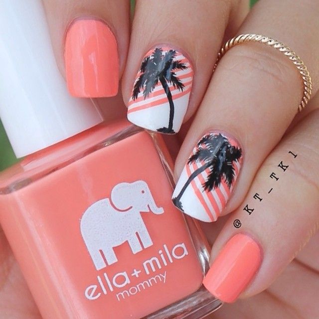 Best 25+ Palm Tree Nails Ideas On Pinterest Palm Tree Nail Art Coral pink and white nails, palm trees, nail art - Best 25+ Palm Tree Nails Ideas On Pinterest Palm Tree Nail Art