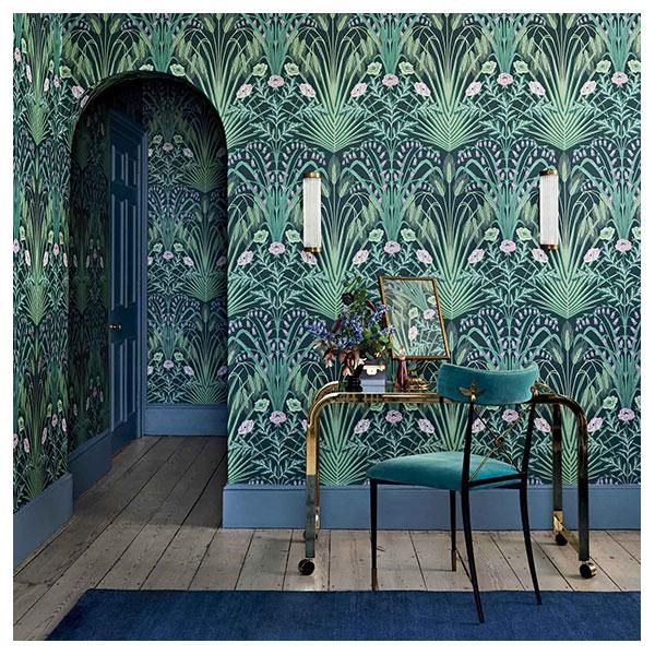 Cole & Son - Botanical Botanica - Bluebell in Sage, Mint & Lilac on Charcoal