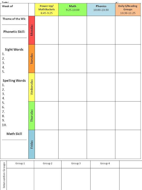 daily schedule format