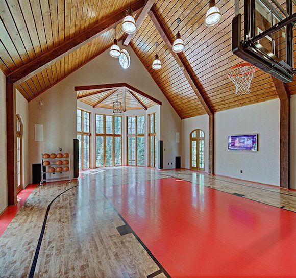 Lakefront Dream Home Lists With Indoor Tree House Photos Pricey Pads Home Basketball Court Indoor Tree House Indoor Basketball Court