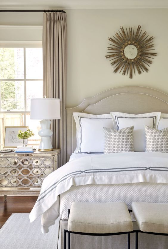How To Decorate Around A Bed Option Mirror Above Design How To Decorate Around A Bed Option Mirror Above Design Sarah Bartholomew Traditional Bedroom Over White
