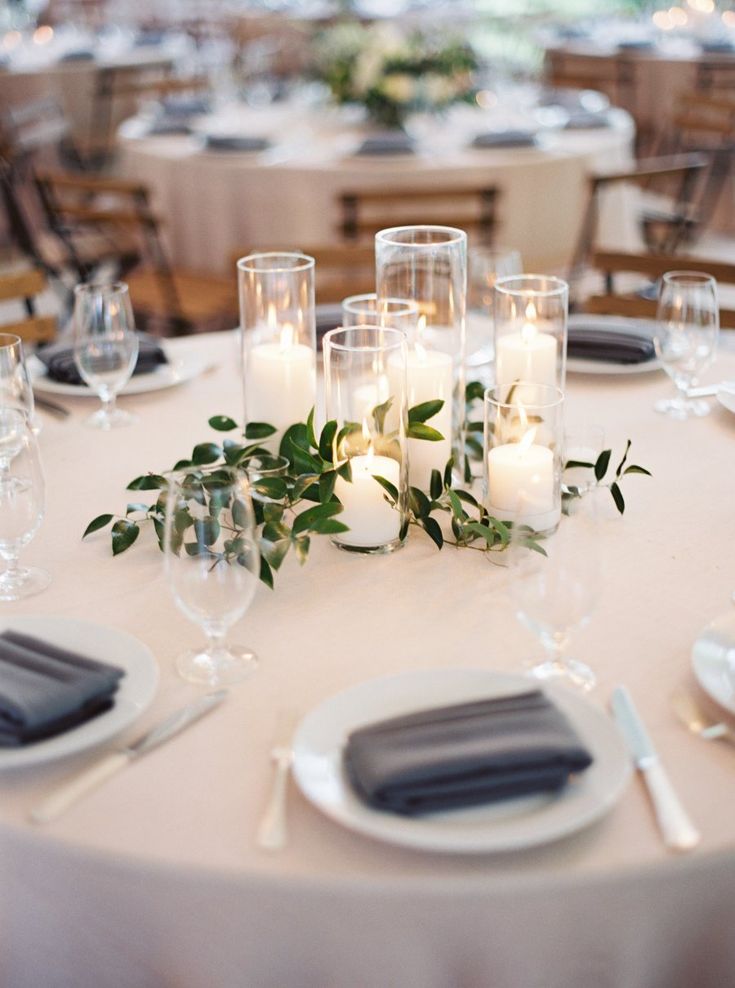 Beautiful Centerpieces Created With Candles Elegant Wedding Centerpiece Table Greenery Wedding Table Centerpieces, Table Setting Ideas For Wedding Reception
