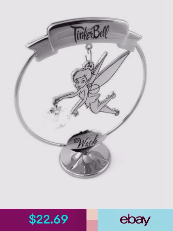 NEW BOXED DI264 DISNEY CHROME PLATED TINKERBELL WISH ORNAMENT