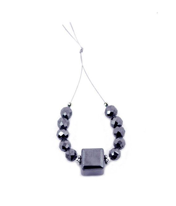 3 Pcs Certified Drum and Round Black Diamond Beads Lot for Making Jewelry