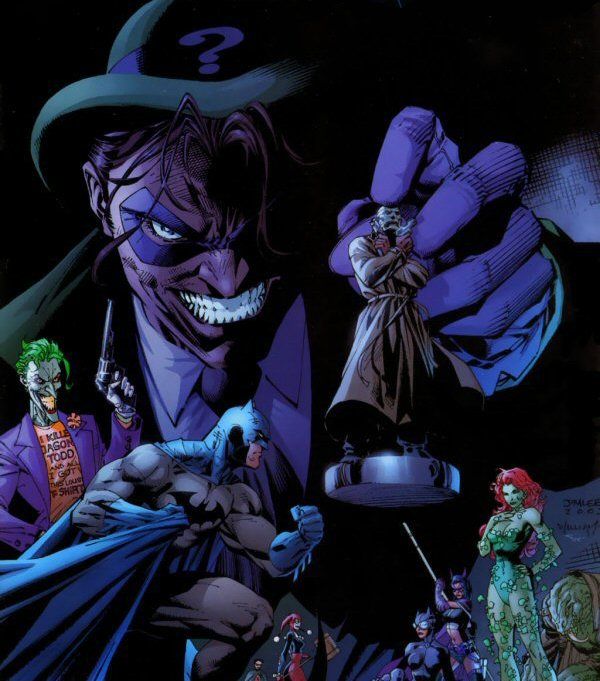 Batman/Riddler Cover (Hush) by Jim Lee | Gotham villains, Batman comics