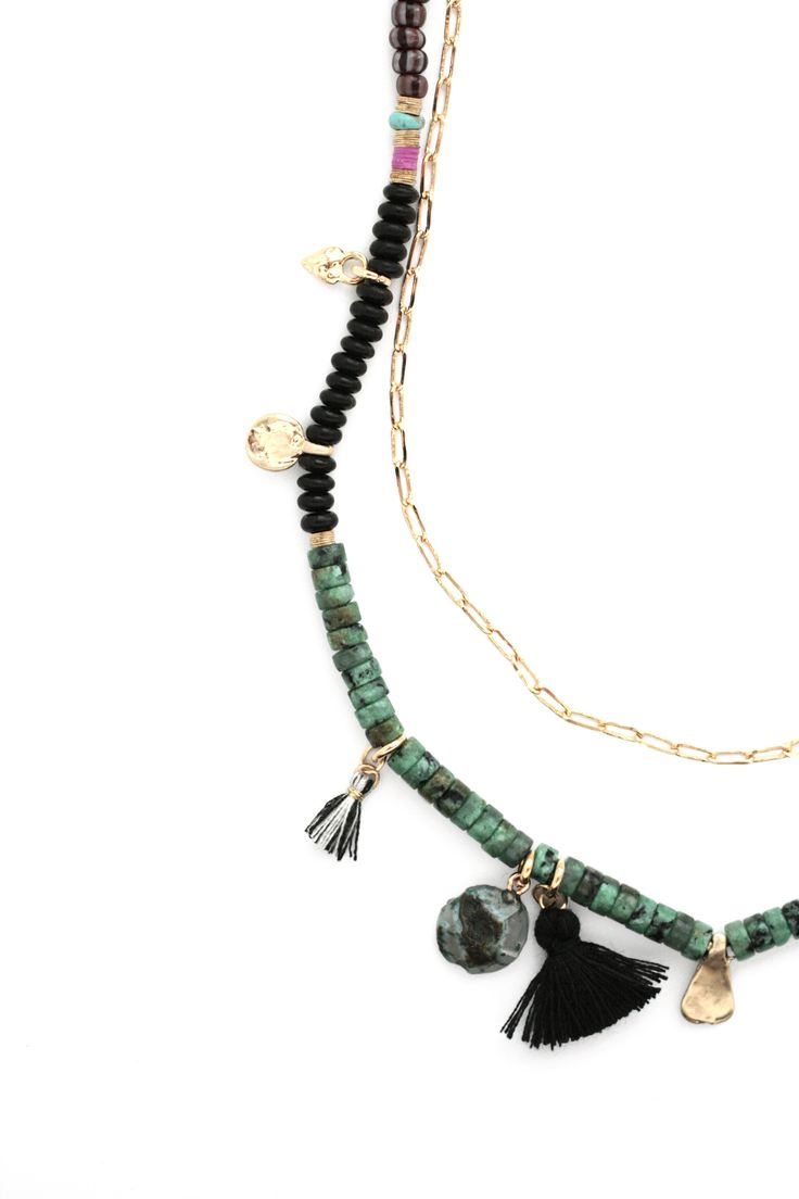 Turquoise or Multi Color Lucite Charms Jubilee Layered Diva Necklace Set Turquoise or Multi Color Lucite Charms Jubilee Layered Diva Necklace Set